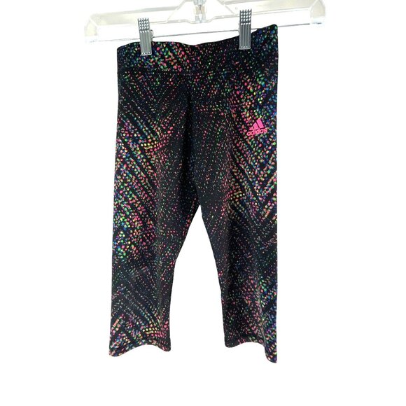 Adidas Girls Dot Print Capri Pants Leggings Size 6 Multicolor Athletic Casual - Picture 1 of 7